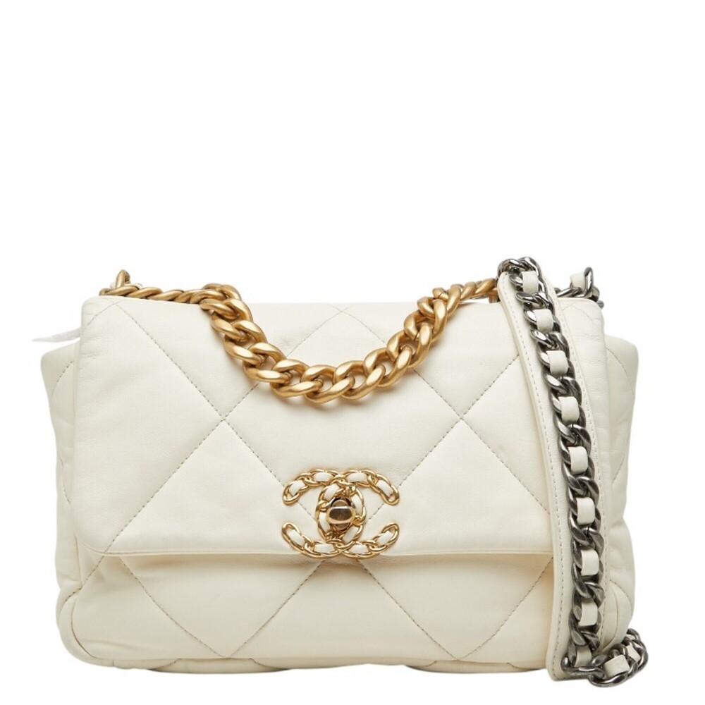 Chanel Coco Mark 19 Chain Shoulder Bag AS1160 White Lambskin Women's CHANEL